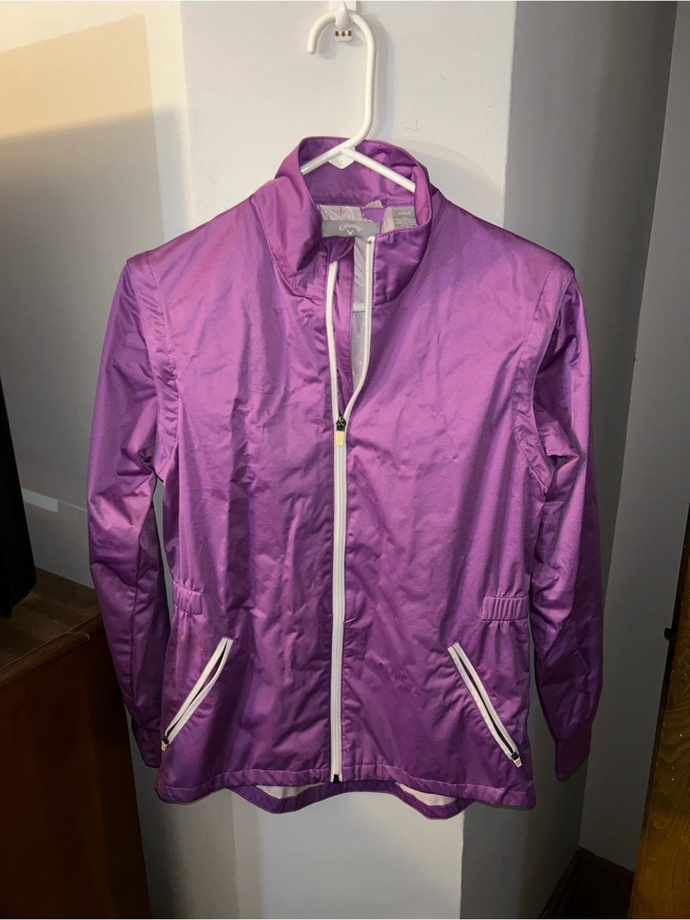 Callaway Purple Utility Windbreaker Jacket with White Trim
